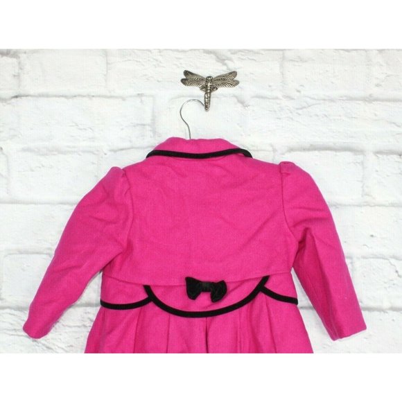 Rothschild Pink Wool Velvet Trim Long Dress Coat Size 4T - Picture 6 of 9